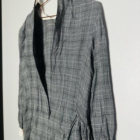 PETERSYN Womens Grey Plaid Collared Long Sleeve Ruffle Mini Dress Size XL - Picture 5 of 14